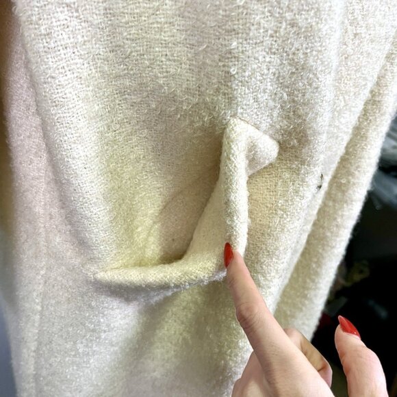 Vintage 60s Kaufman Bros Cream Boucle Wool Swing Coat Mod Mid Century *READ - Picture 5 of 16